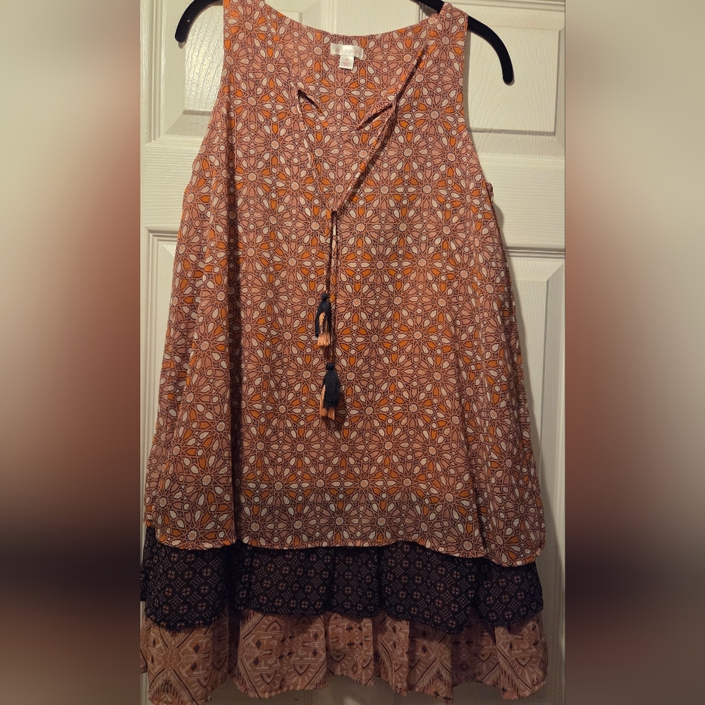 Xhilaration Orange and Brown Patterned Blouse